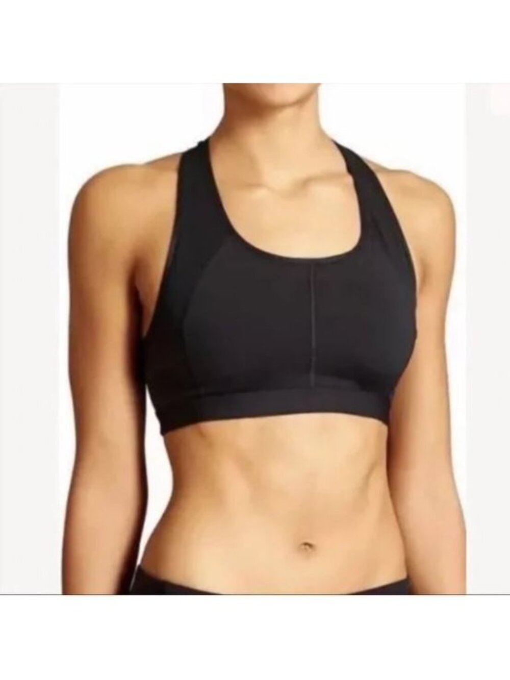 Athleta Women's Black Raceback Key Hole Back Lightly Lined Sports Bra Sz M 1031 - Picture 2 of 9